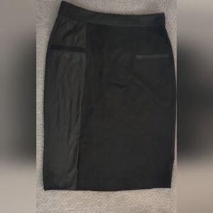 J. McLaughlin black Suede and leather pencil skirt Sz 8 NWT